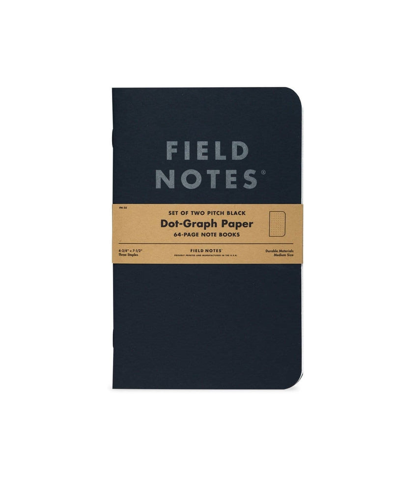 Field Notes | Pitch Black Notebook (Large) 2 pack - Mission Leather Co