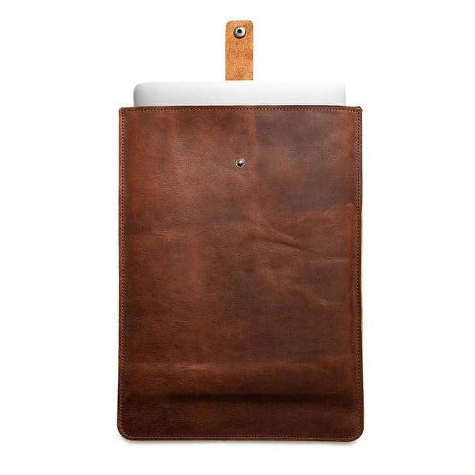 Leather MacBook Sleeve | Vertical with Strap - Mission Leather Co